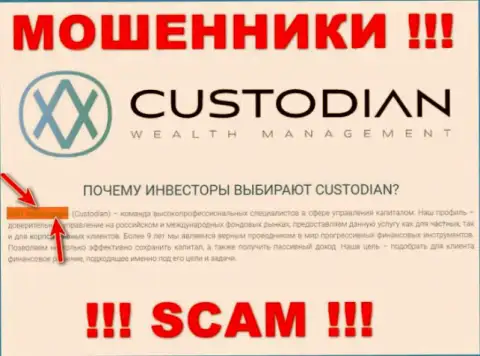 Юр лицом, управляющим интернет-разводилами Custodian, является ООО Кастодиан