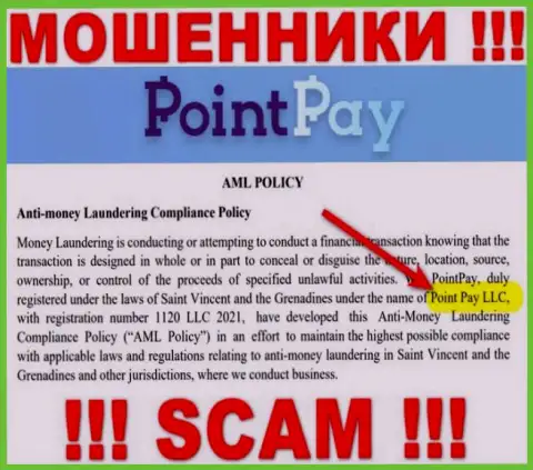 Конторой PointPay управляет Point Pay LLC - сведения с официального веб-сайта мошенников