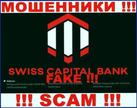 Поскольку адрес на веб-сервисе Swiss C Bank фейк, то и сотрудничать с ними опасно