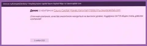 Дилинговая организация CauvoCapital описана в отзыве на веб-сервисе revocon ru