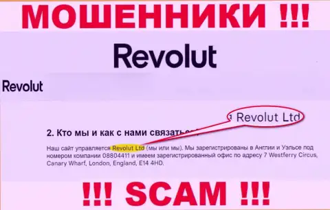 Revolut Ltd - это контора, которая руководит лохотронщиками Револют Лтд