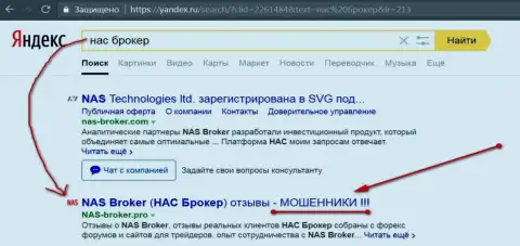 Первые 2-е строчки Яндекса - NAS Broker жулики !!!